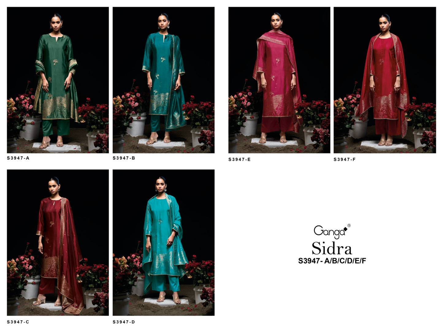 Sidra 3947 Ganga Premium Viscose Plazzo Style Suits Manufacturer Gujarat