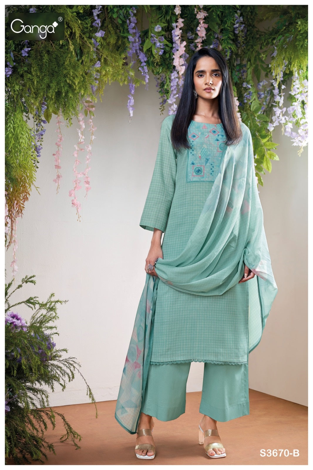 Sienna 3670 Ganga Cotton Linen Pant Style Suits Exporter India