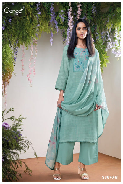 Sienna 3670 Ganga Cotton Linen Pant Style Suits Exporter India