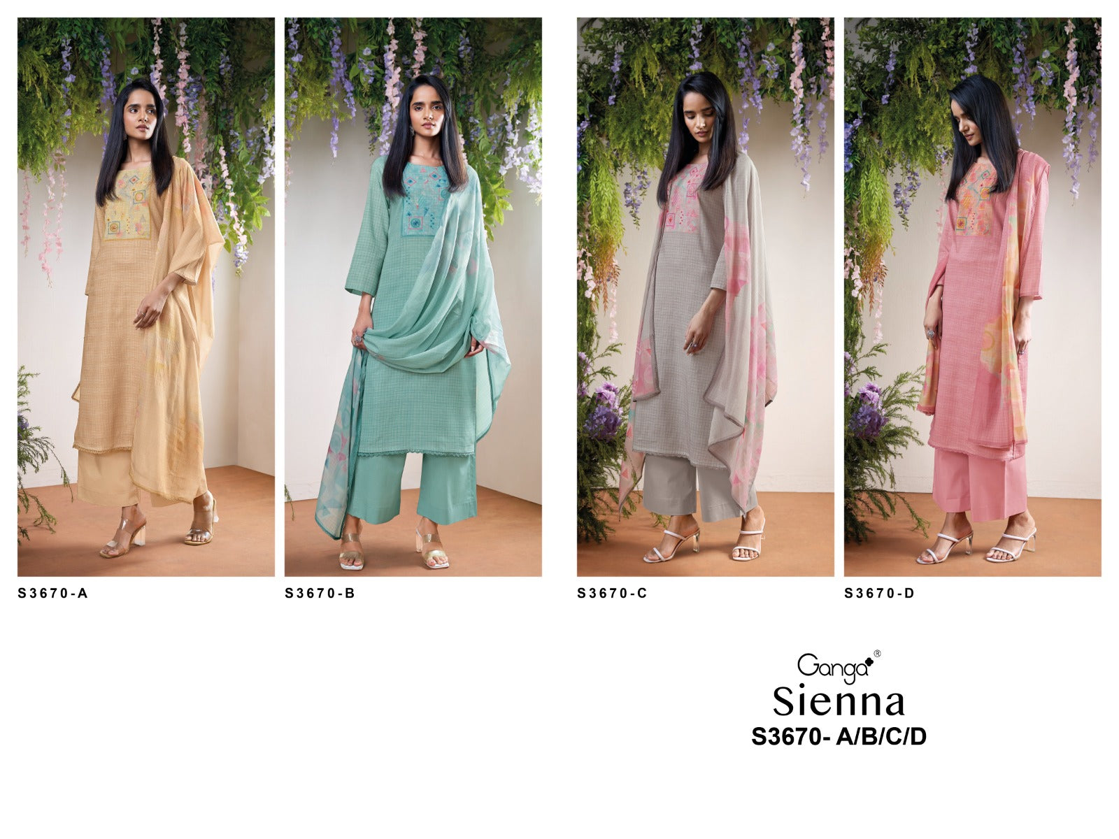 Sienna 3670 Ganga Cotton Linen Pant Style Suits Exporter India