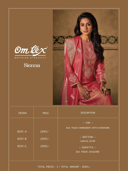 Sienna New Omtex Tissue Silk Pant Style Suits Supplier India