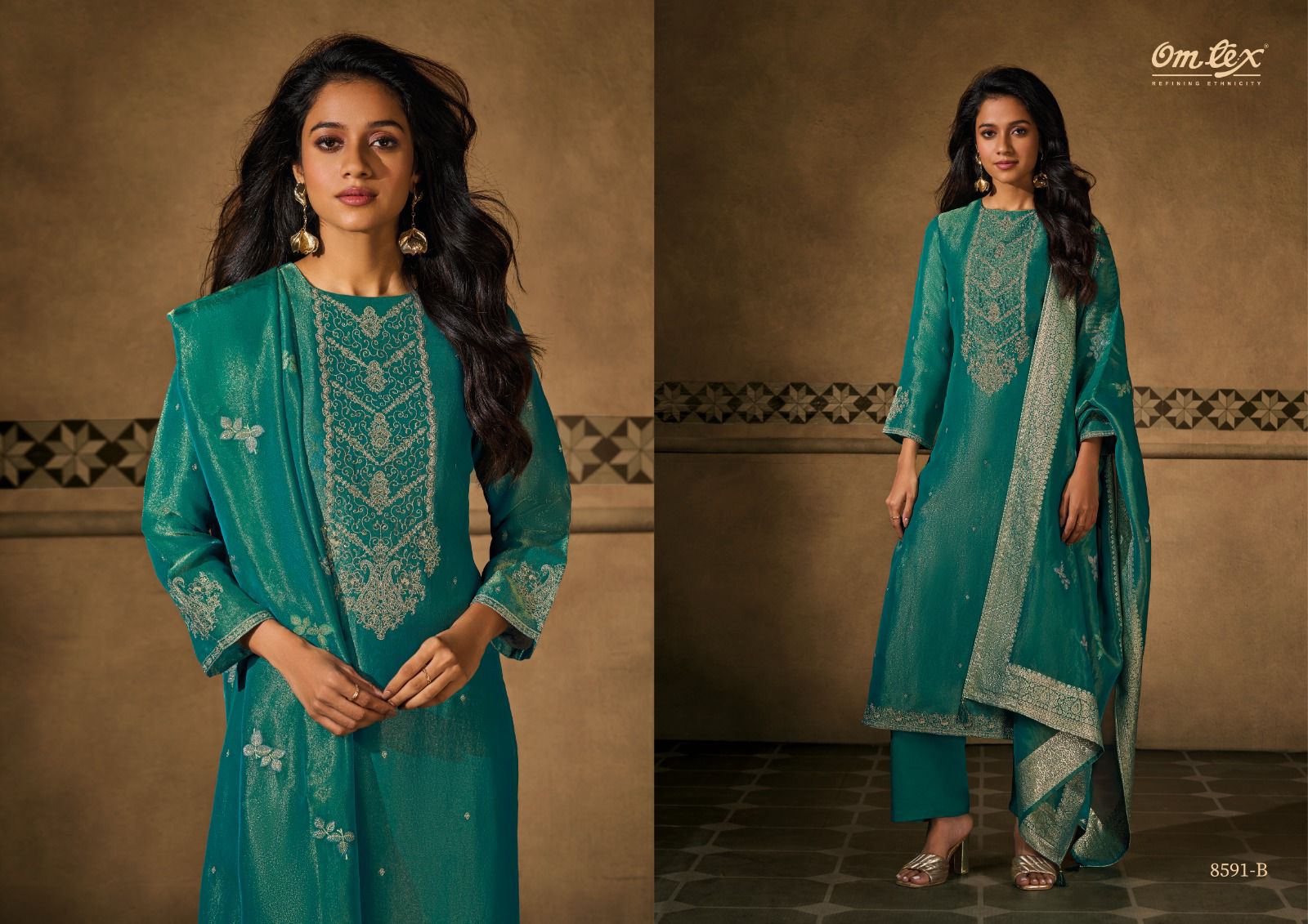 Sienna New Omtex Tissue Silk Pant Style Suits Supplier India