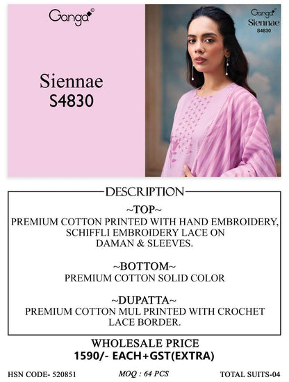 Siennae S4830 Ganga Cotton Pant Style Suits Exporter