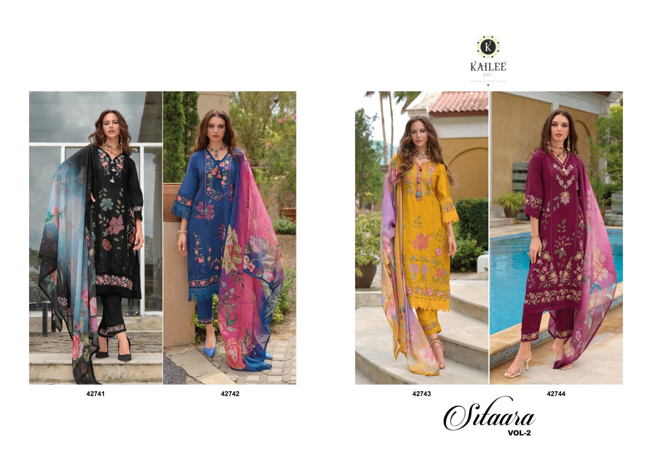 Sifaara Vol 2 Kailee Fashion Viscose Muslin Readymade Pant Style Suits Wholesaler Ahmedabad