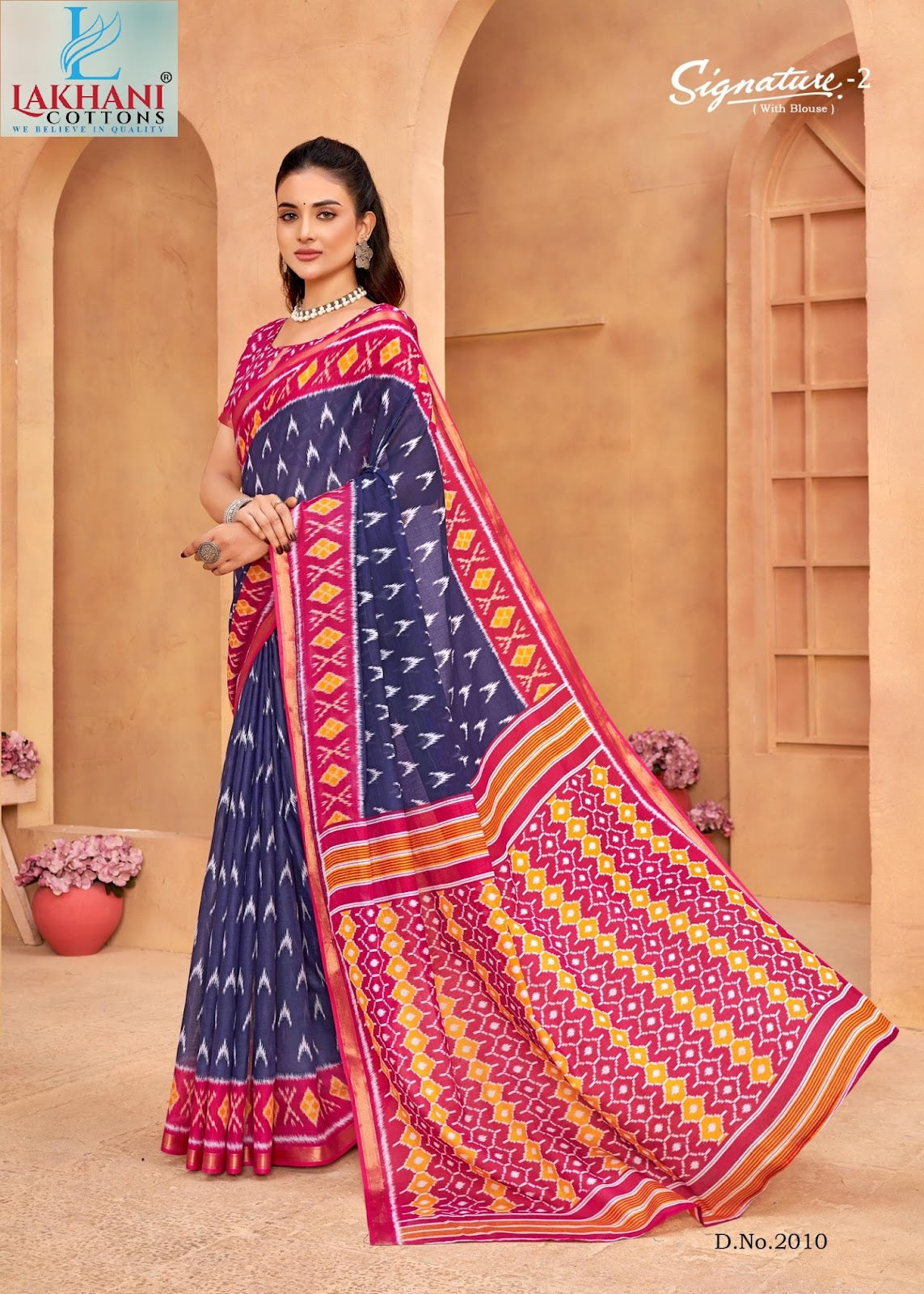 Signature 2 Lakhani Cotton Sarees Wholesaler Ahmedabad