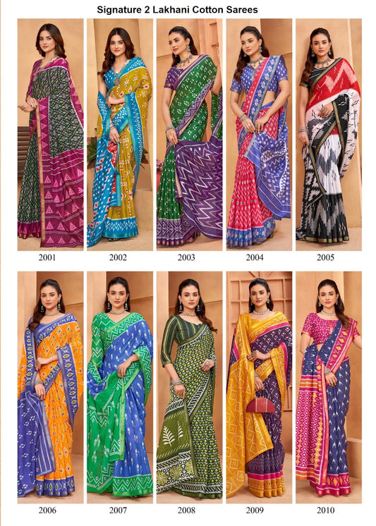 Signature 2 Lakhani Cotton Sarees Wholesaler Ahmedabad