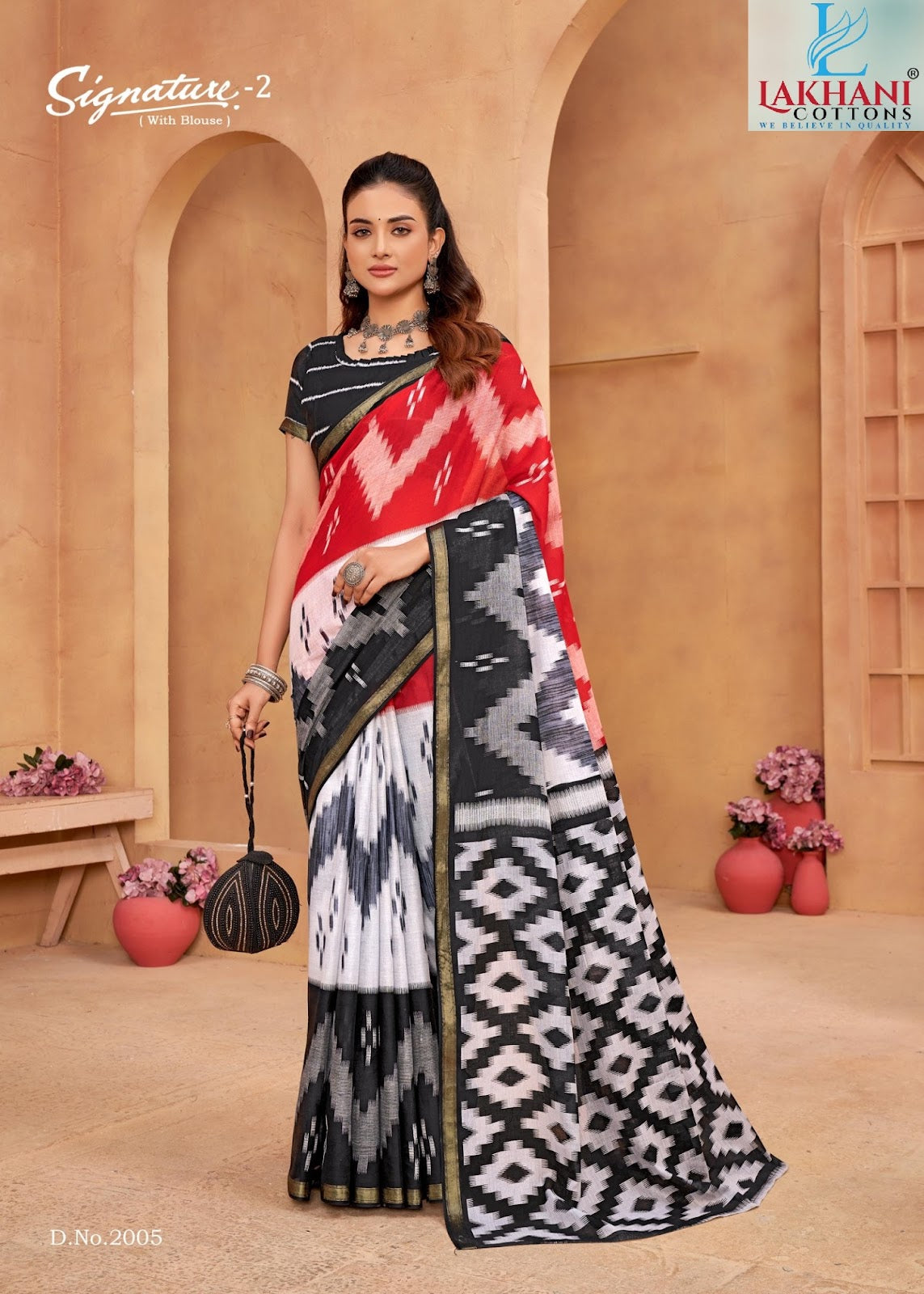 Signature 2 Lakhani Cotton Sarees Wholesaler Ahmedabad