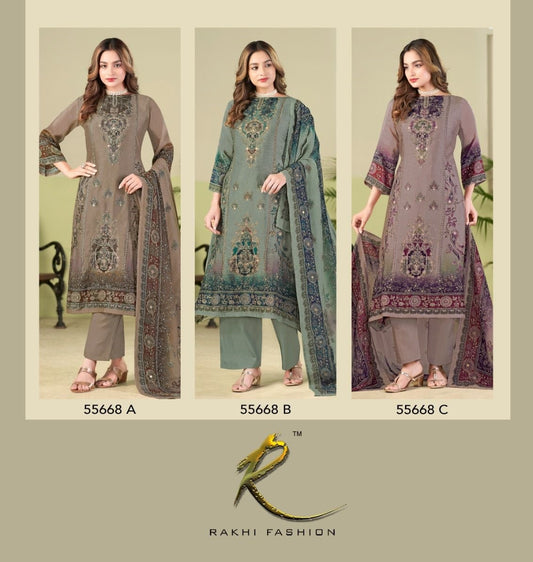 Signature 55668 Rakhi Fashion Bemberg Karachi Salwar Suits Wholesaler India