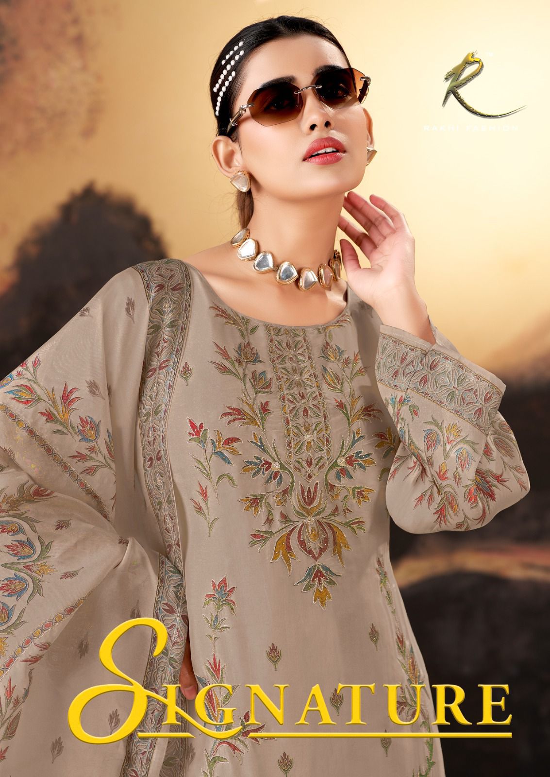 Signature Rakhi Fashion Bemberg Silk Salwar Suits Exporter India