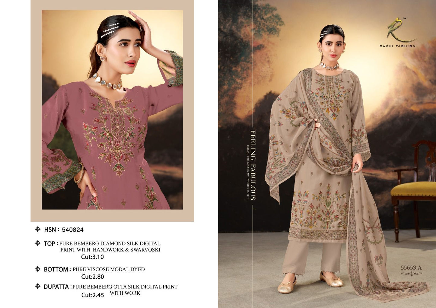 Signature Rakhi Fashion Bemberg Silk Salwar Suits Exporter India