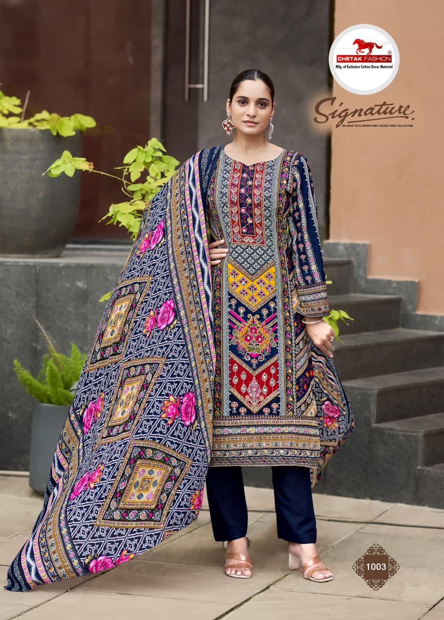Signature Vol 1 Chetak Fashion Rayon Cotton Karachi Salwar Suits Wholesale