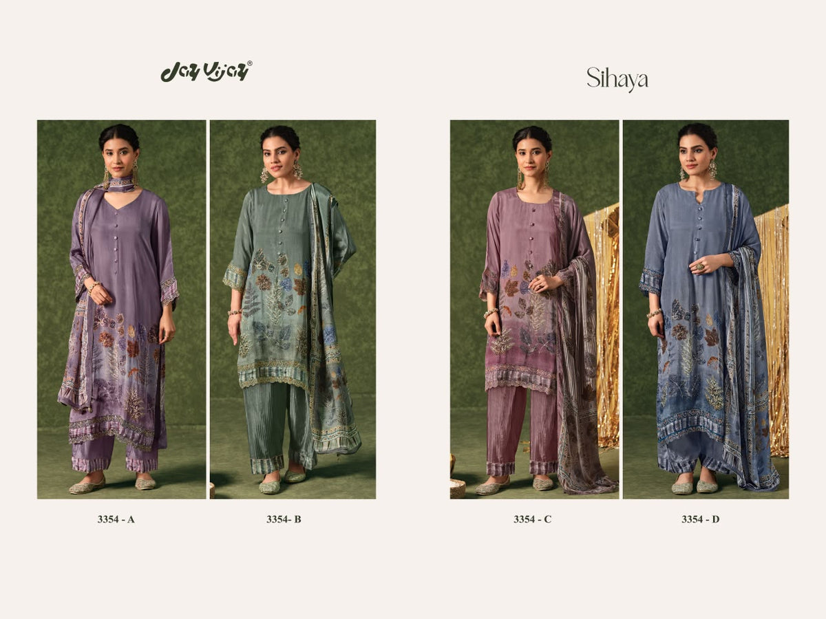 Sihaya 3354 Jay Vijay Chinon Plazzo Style Suits Supplier Gujarat