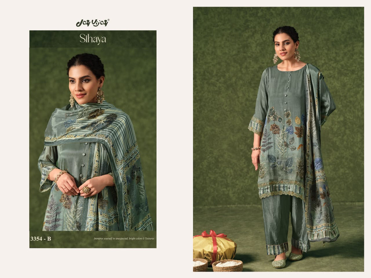 Sihaya 3354 Jay Vijay Chinon Plazzo Style Suits Supplier Gujarat