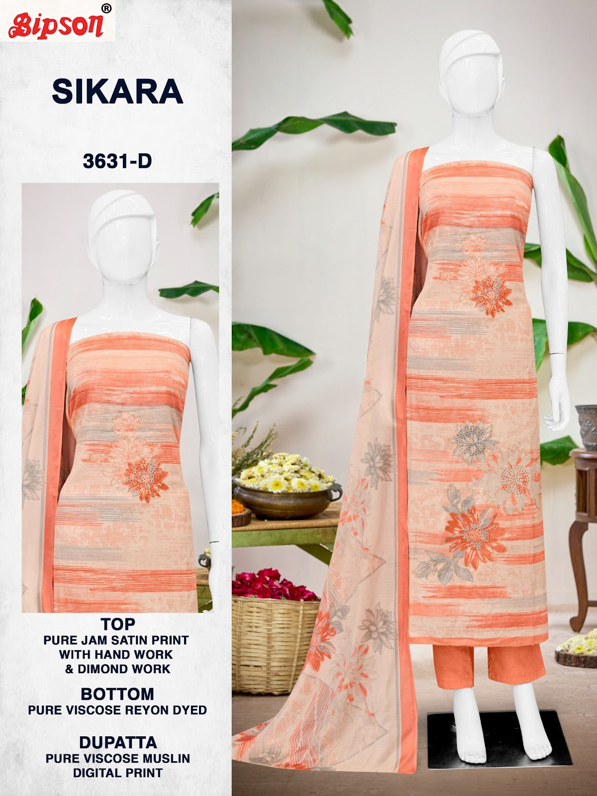 Sikara 3631 Bipson Prints Jam Satin Salwar Suits Supplier Gujarat