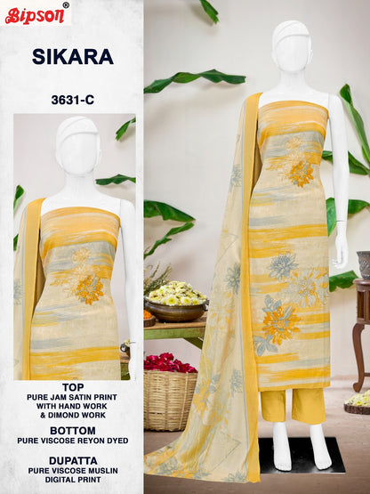 Sikara 3631 Bipson Prints Jam Satin Salwar Suits Supplier Gujarat