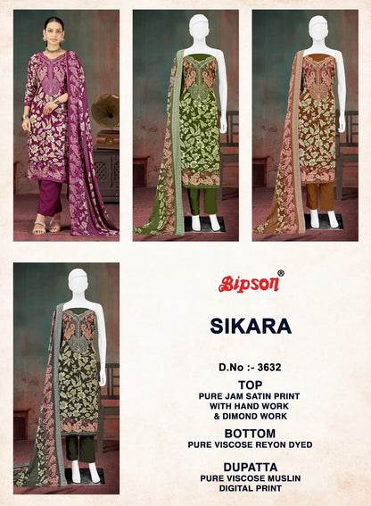 Sikara 3632 Bipson Prints Jam Satin Salwar Suits Exporter Gujarat