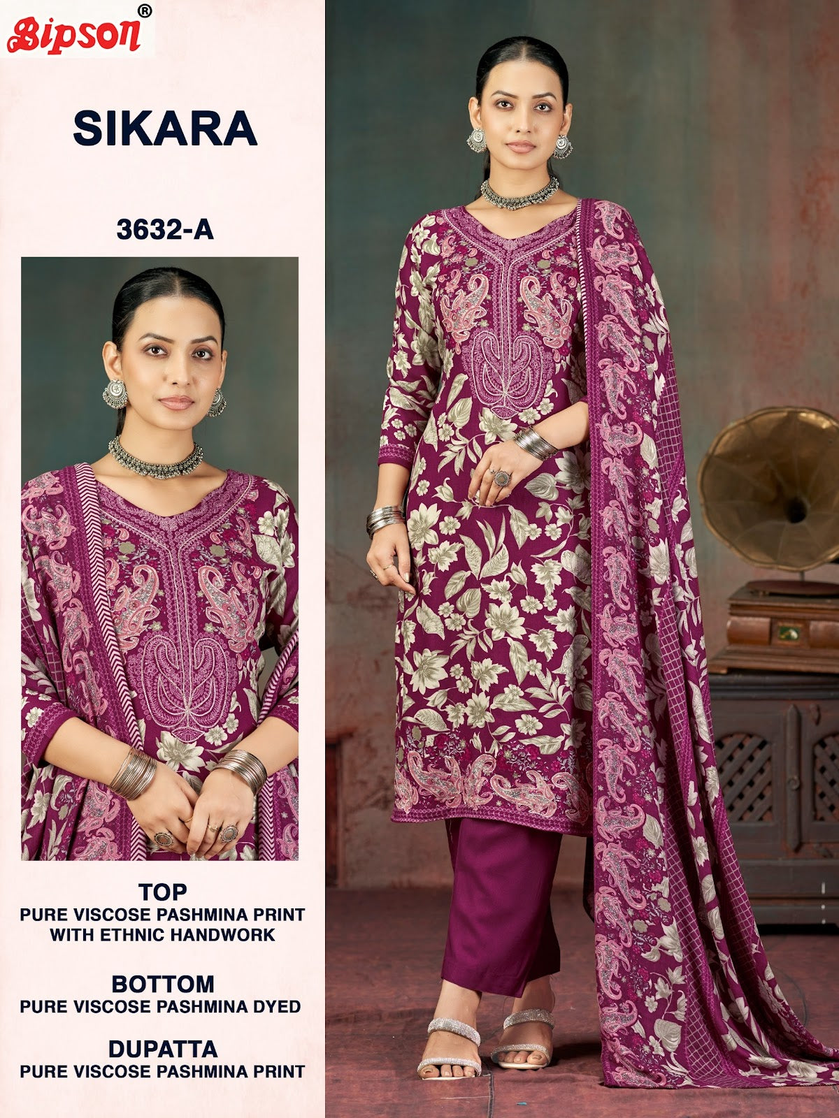 Sikara 3632 Bipson Prints Jam Satin Salwar Suits Exporter Gujarat