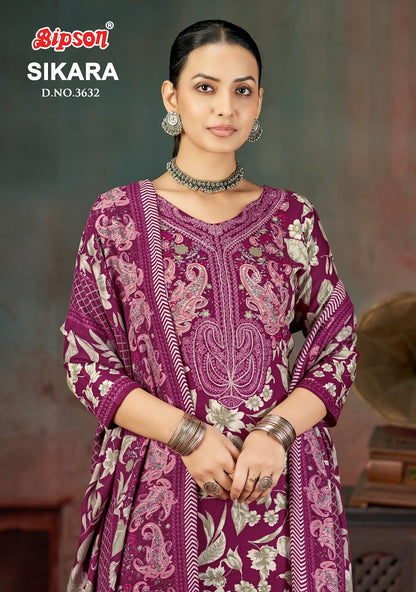 Sikara 3632 Bipson Prints Jam Satin Salwar Suits Exporter Gujarat
