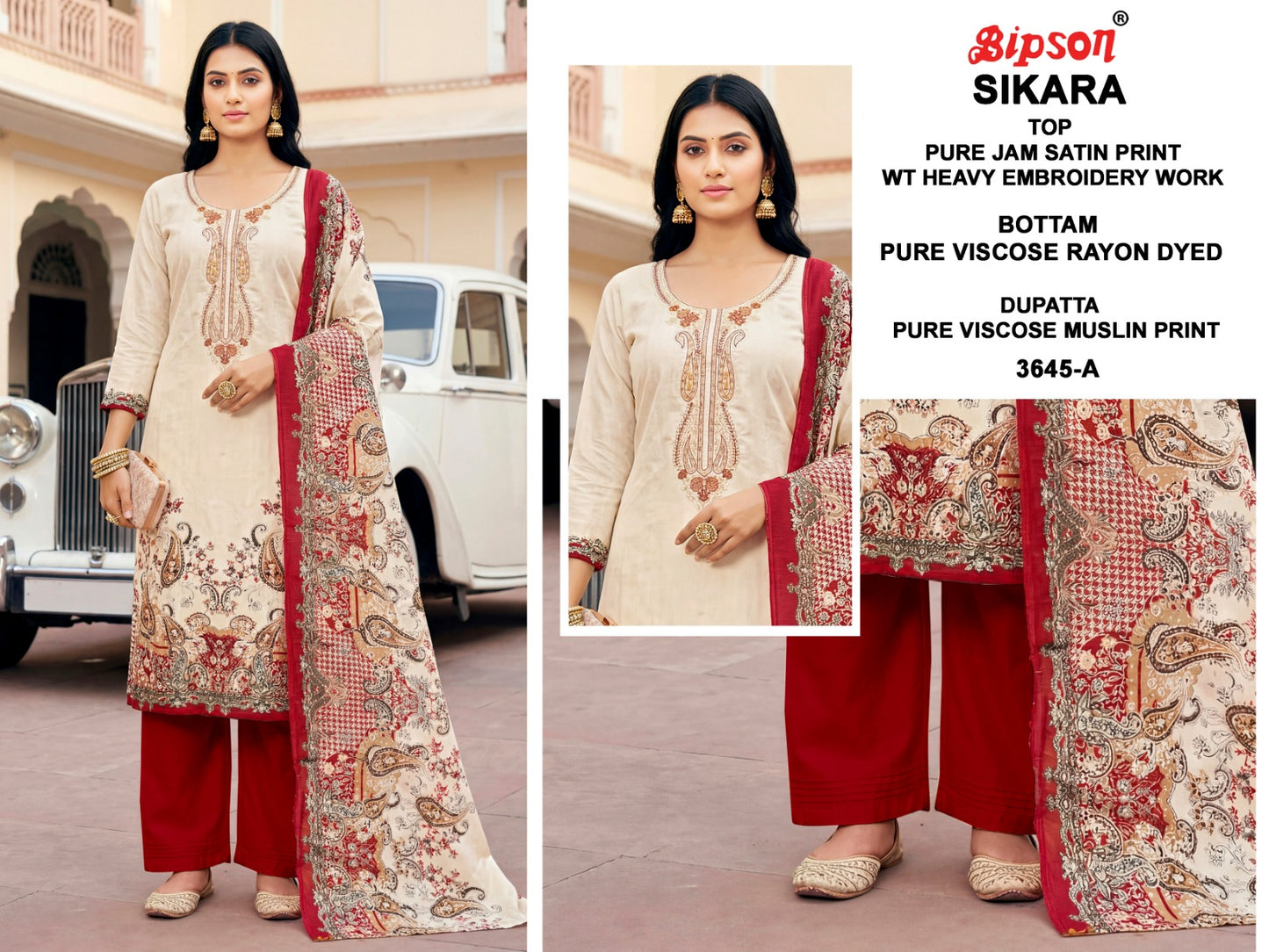 Sikara 3645 Bipson Prints Jam Satin Salwar Suits Wholesaler Gujarat