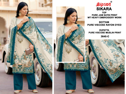 Sikara 3645 Bipson Prints Jam Satin Salwar Suits Wholesaler Gujarat