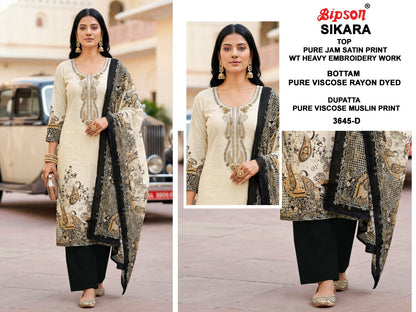 Sikara 3645 Bipson Prints Jam Satin Salwar Suits Wholesaler Gujarat