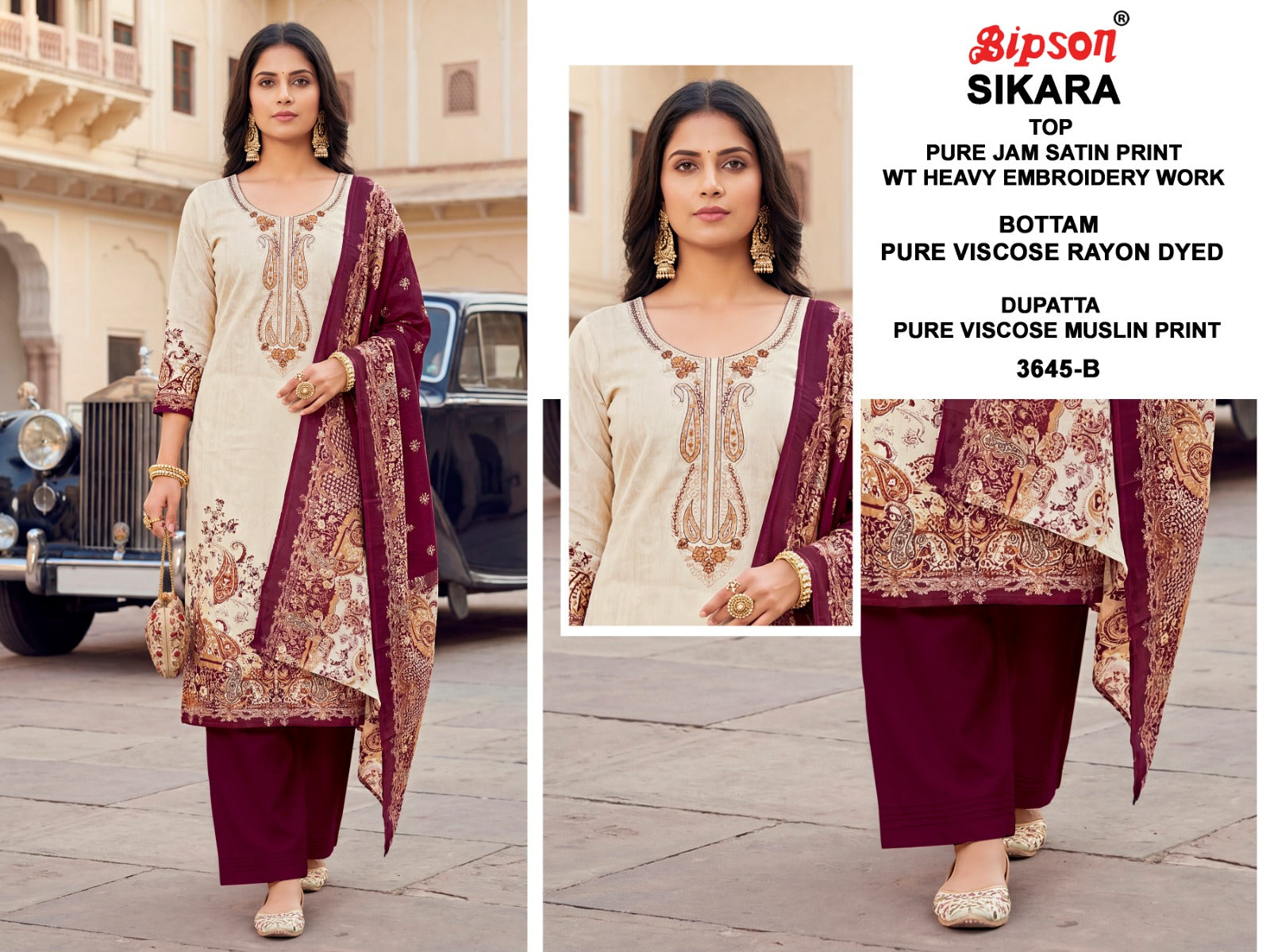 Sikara 3645 Bipson Prints Jam Satin Salwar Suits Wholesaler Gujarat