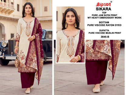 Sikara 3645 Bipson Prints Jam Satin Salwar Suits Wholesaler Gujarat