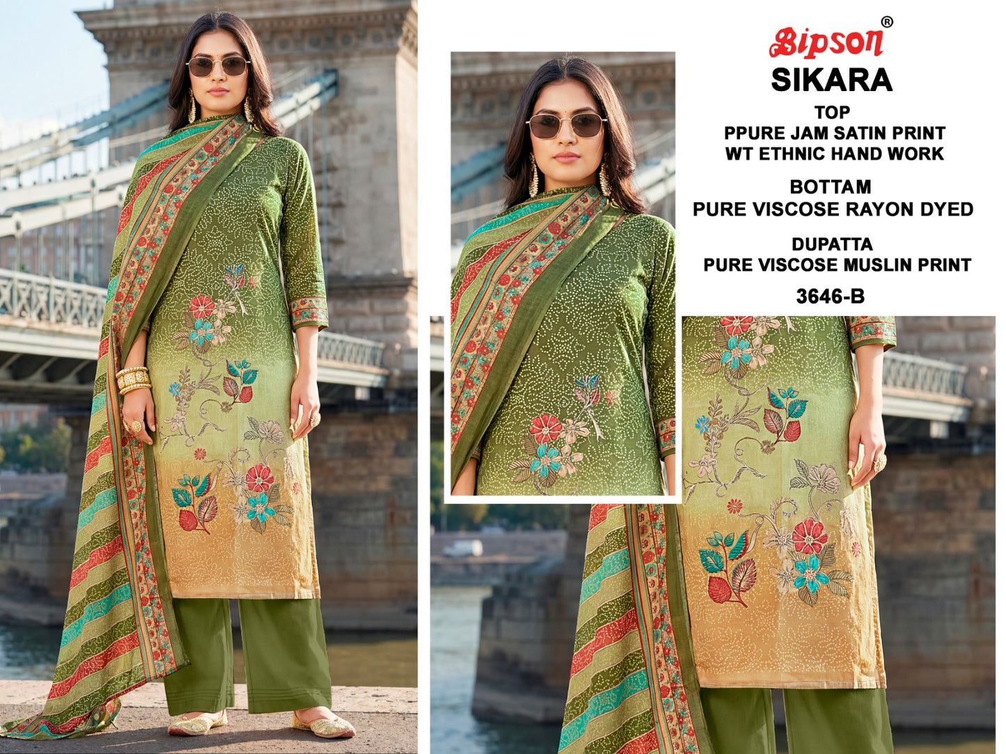 Sikara 3646 Bipson Prints Jam Satin Pant Style Suits Manufacturer Ahmedabad