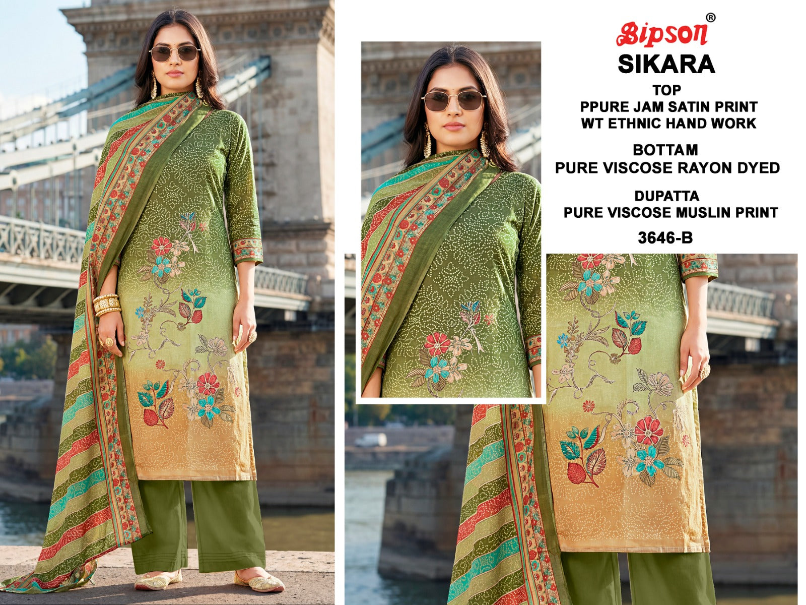 Sikara 3646 Bipson Prints Jam Satin Pant Style Suits Manufacturer Ahmedabad