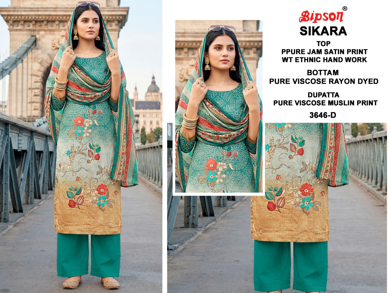 Sikara 3646 Bipson Prints Jam Satin Pant Style Suits Manufacturer Ahmedabad