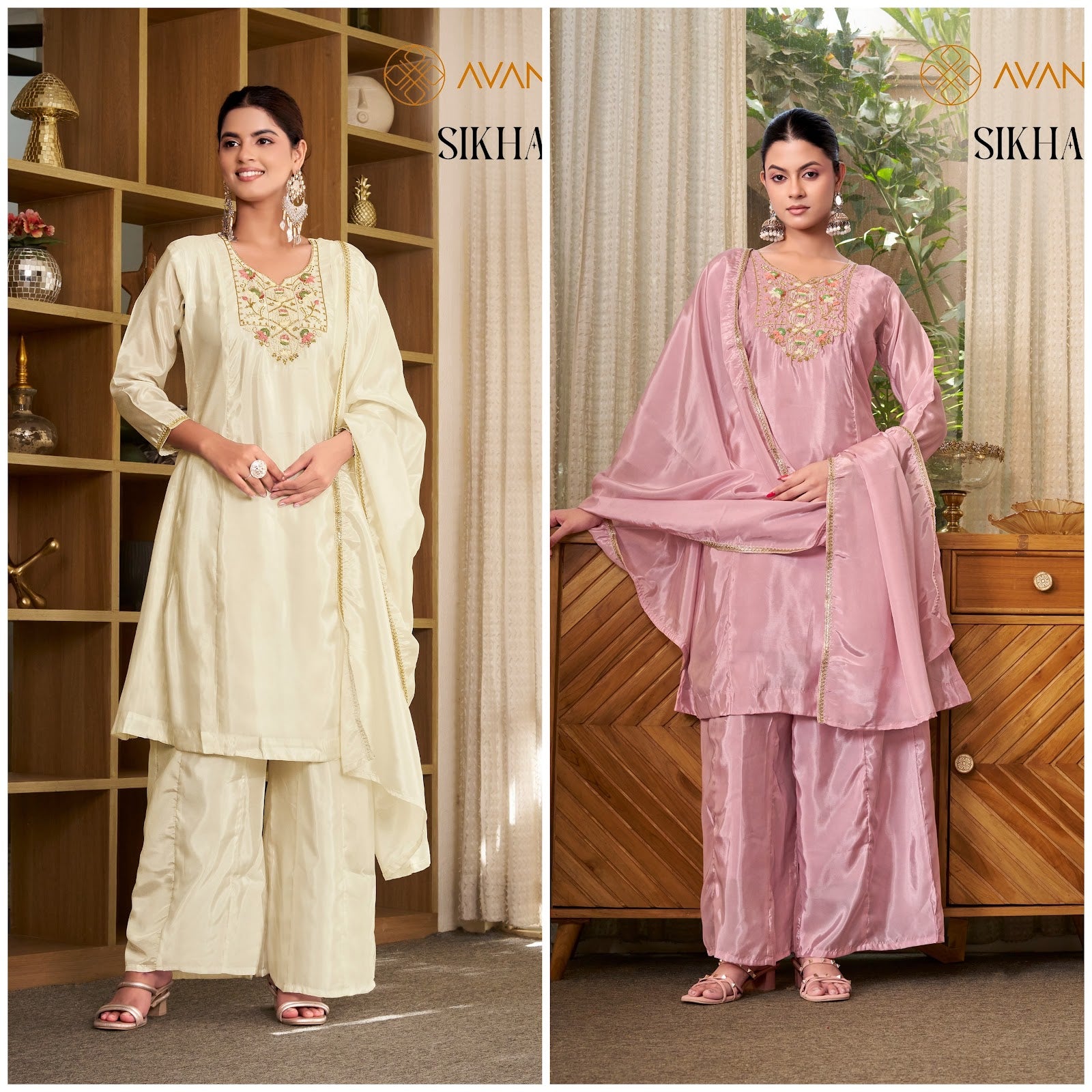 Sikha Avanira Satin Readymade Plazzo Style Suits Exporter Ahmedabad