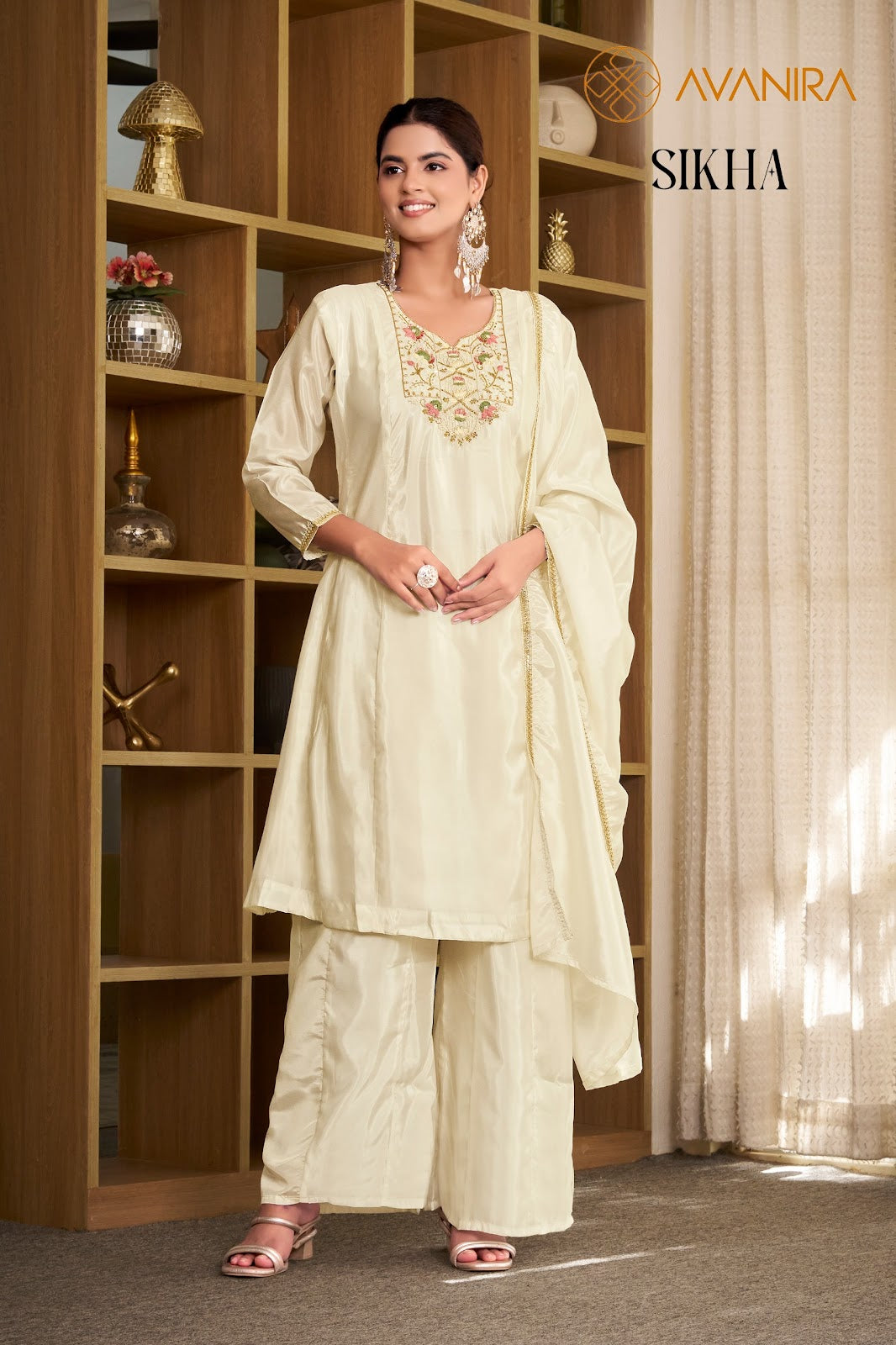 Sikha Avanira Satin Readymade Plazzo Style Suits Exporter Ahmedabad