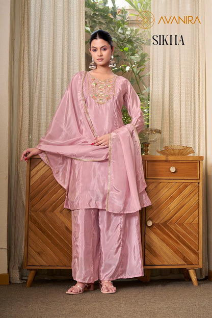 Sikha Avanira Satin Readymade Plazzo Style Suits Exporter Ahmedabad
