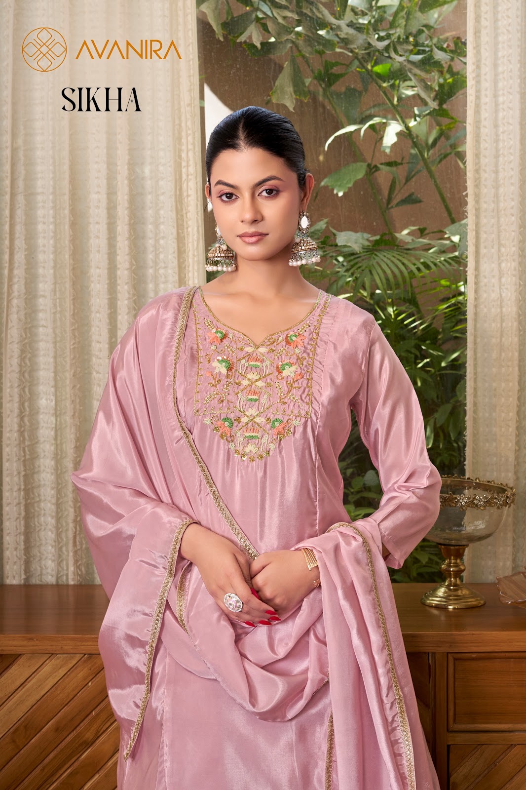 Sikha Avanira Satin Readymade Plazzo Style Suits Exporter Ahmedabad