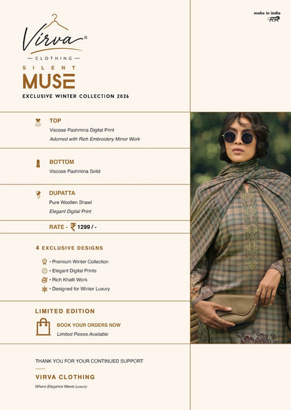 Silent Muse Virva Viscose Pashmina Suits Exporter India