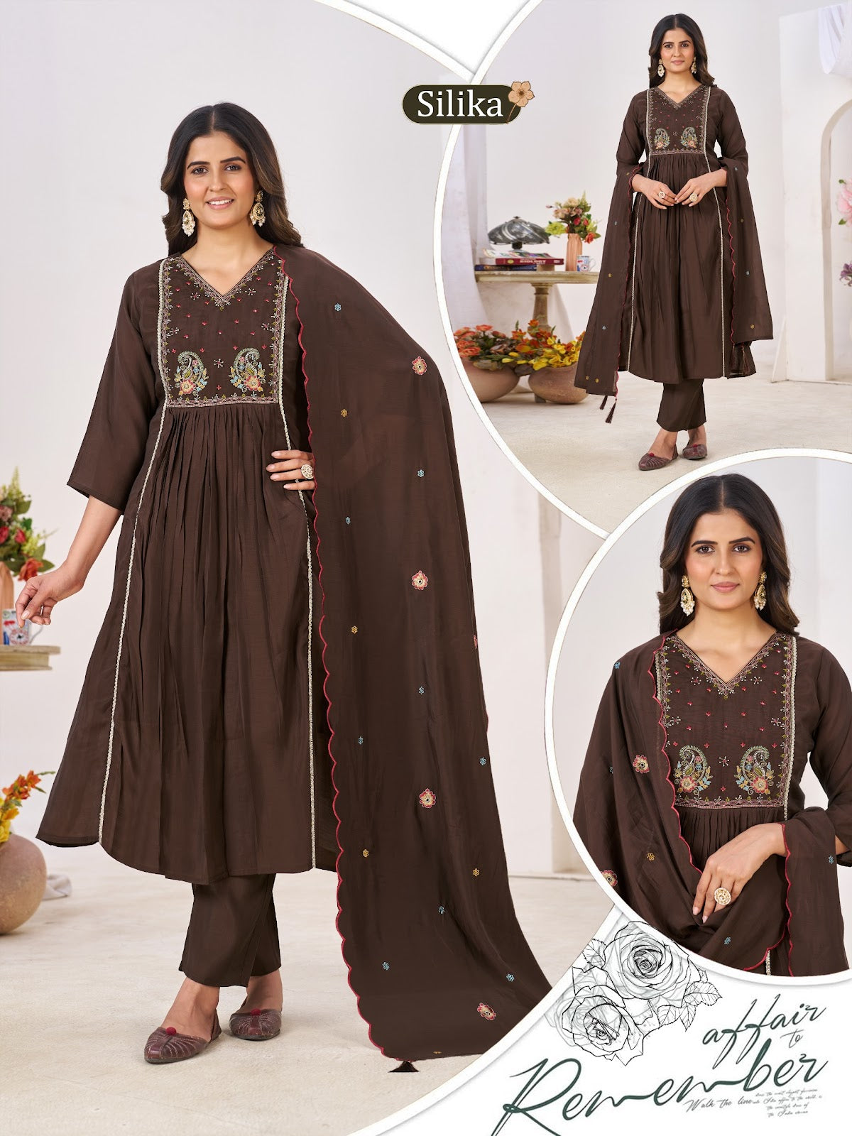Silika Bagundi Aksr Chanderi Readymade Pant Style Suits Manufacturer