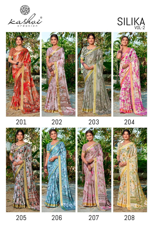 Silika Vol 2 Kashvi Creation Moss Sarees Exporter Gujarat
