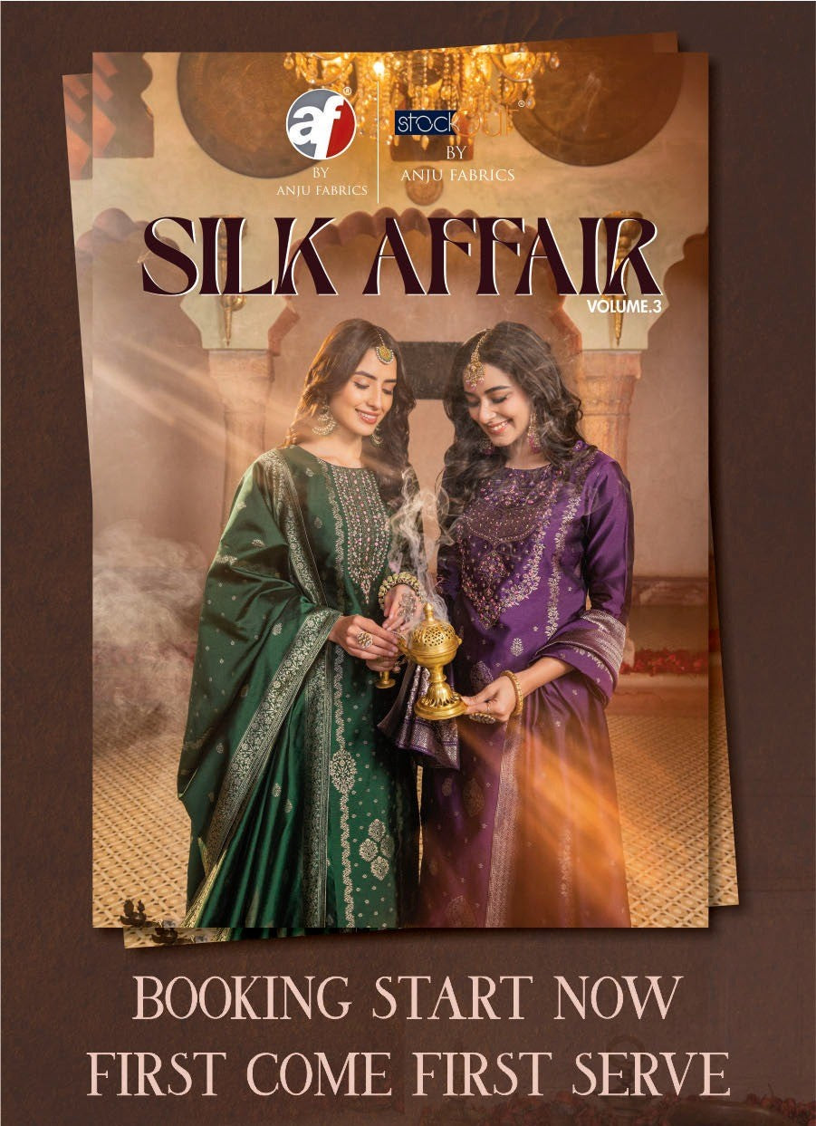 Silk Affair Vol 3 Af Banarasi Silk Readymade Pant Style Suits Wholesale Price