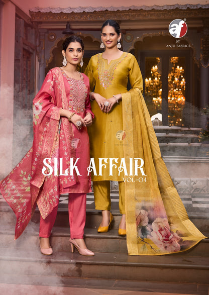 Silk Affair Vol 4 Af Simmer Tissue Readymade Pant Style Suits Exporter Gujarat