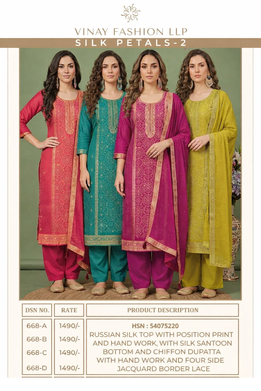 Silk Petals 2 Kuleesh Vinay Fashion Llp Pant Style Suits Wholesaler