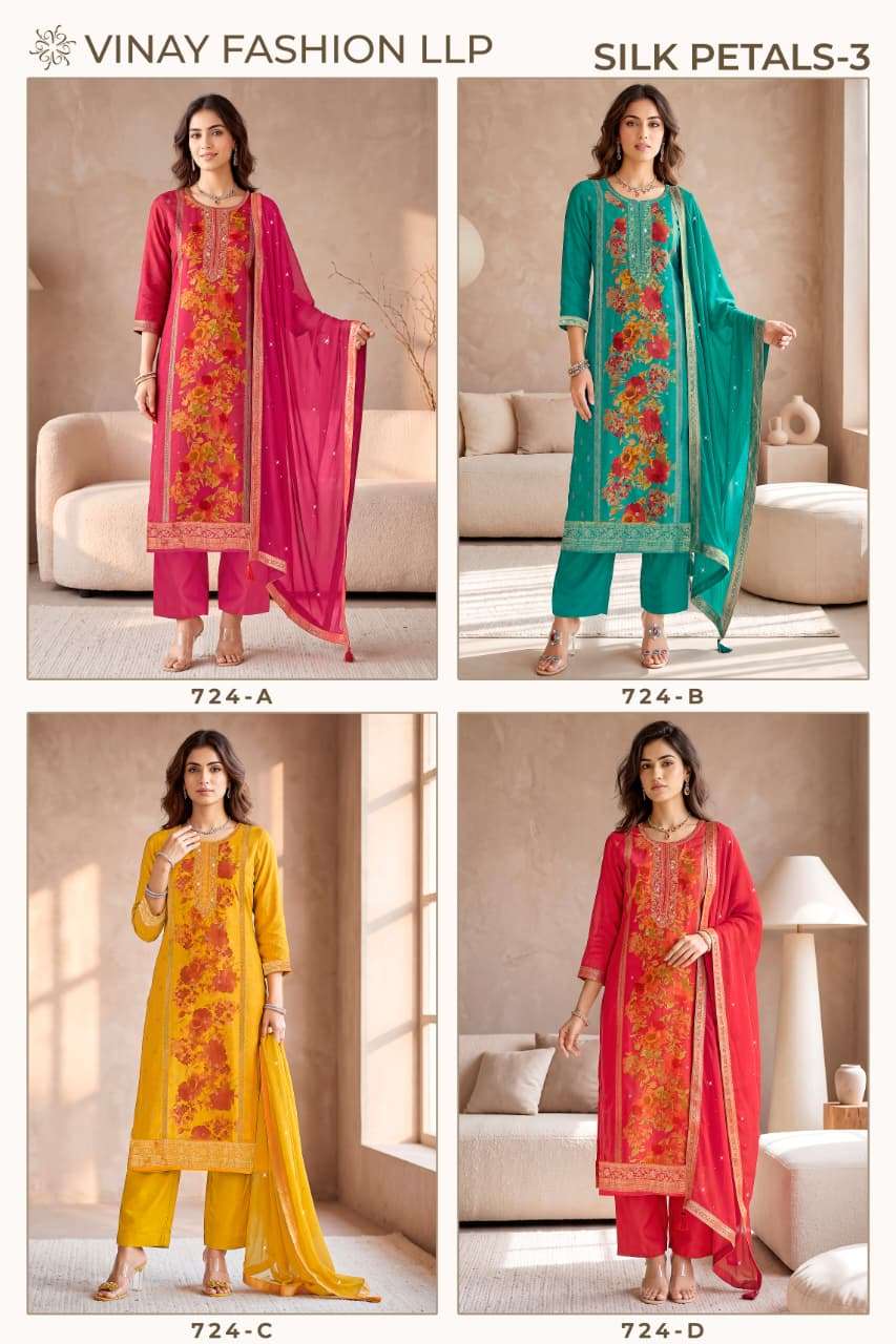 Silk Petals 3 Vinay Fashion Llp Russian Silk Pant Style Suits Exporter