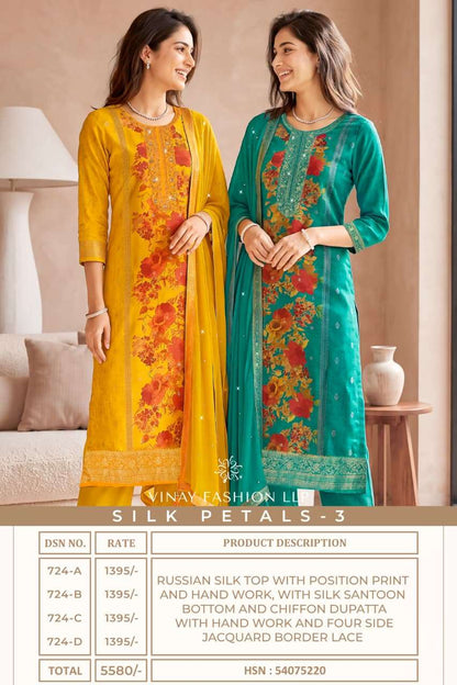 Silk Petals 3 Vinay Fashion Llp Russian Silk Pant Style Suits Exporter