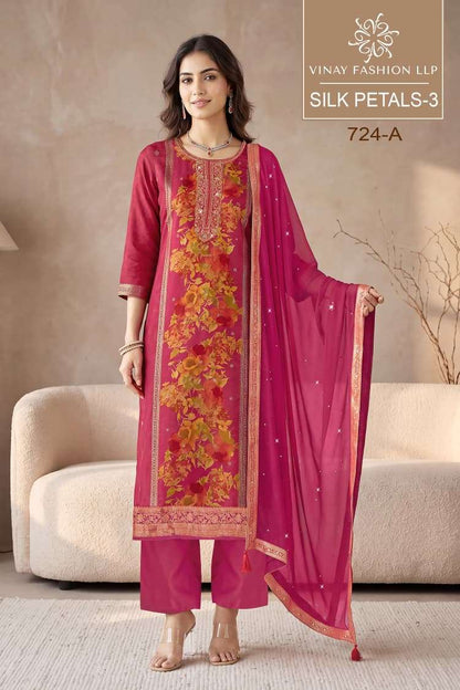 Silk Petals 3 Vinay Fashion Llp Russian Silk Pant Style Suits Exporter