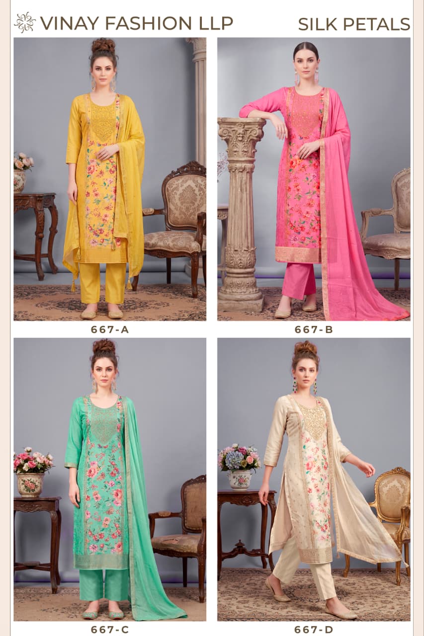 Silk Petals Vinay Fashion Llp Russian Silk Pant Style Suits Wholesaler Gujarat