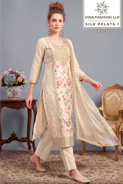 Silk Petals Vinay Fashion Llp Russian Silk Pant Style Suits Wholesaler Gujarat
