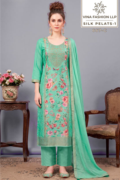 Silk Petals Vinay Fashion Llp Russian Silk Pant Style Suits Wholesaler Gujarat