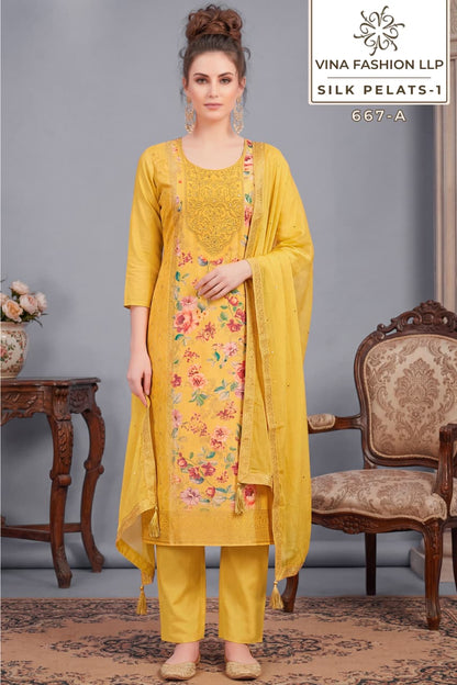 Silk Petals Vinay Fashion Llp Russian Silk Pant Style Suits Wholesaler Gujarat