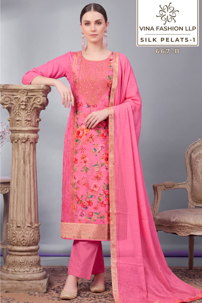 Silk Petals Vinay Fashion Llp Russian Silk Pant Style Suits Wholesaler Gujarat