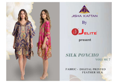 Silk Poncho Vol 7 Jelite Jisha Feather Silk Kaftans Wholesaler India