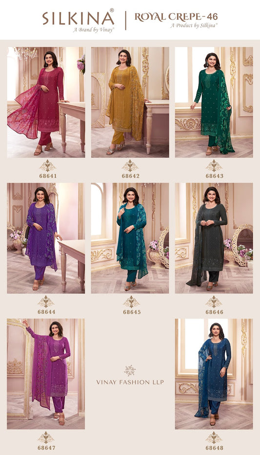 Silkina Royal Crepe 46 Vinay Fashion Llp Pant Style Suits Wholesale Rate